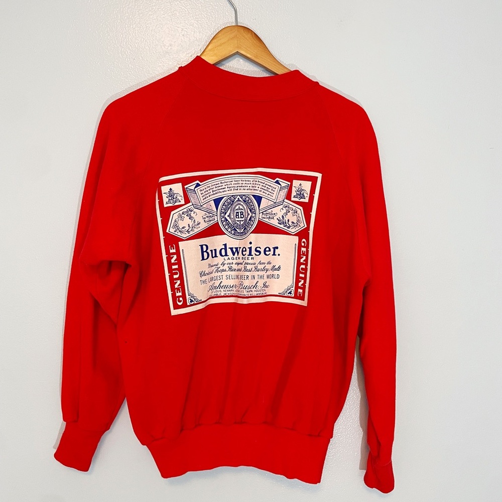 Retro red Budweiser zip up sweater